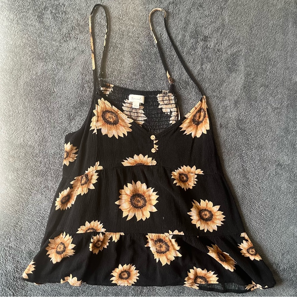 Forever 21 Black and Yellow Sunflower Blouse